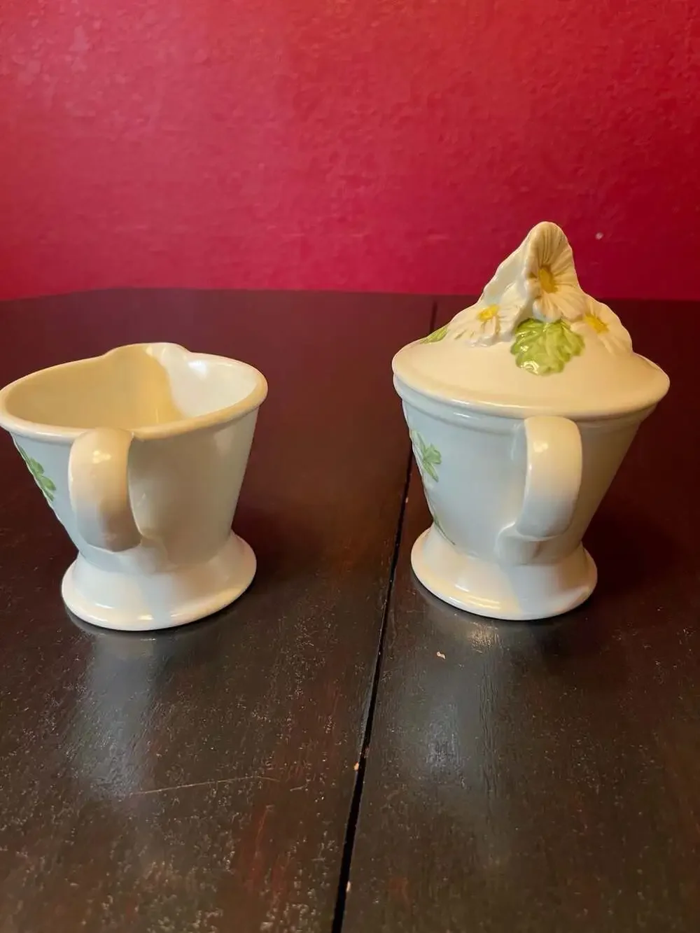 Vintage Ceramic Daisy Creamer and Sugar Bowl Set